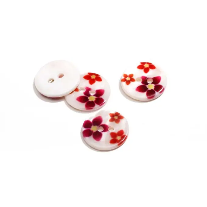 Perlmuttknopf 14 mm Blumenmuster 2-Loch Im Trend
