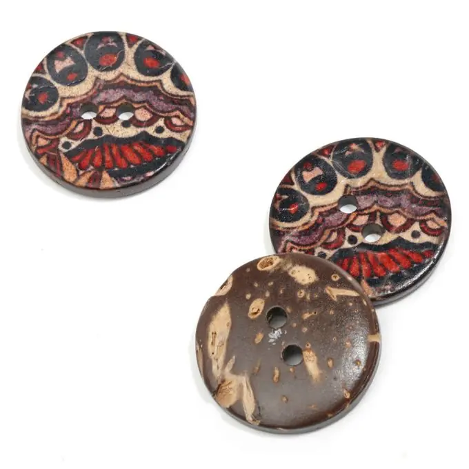 Kokosknopf 22 mm mit Schmetterlingsdruck – 2-Loch Heute Kaufen