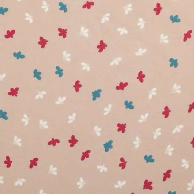 Top-Angebot Viskose-Voile Stoff Schmetterling-Druck Blau-Rosa 145 cm