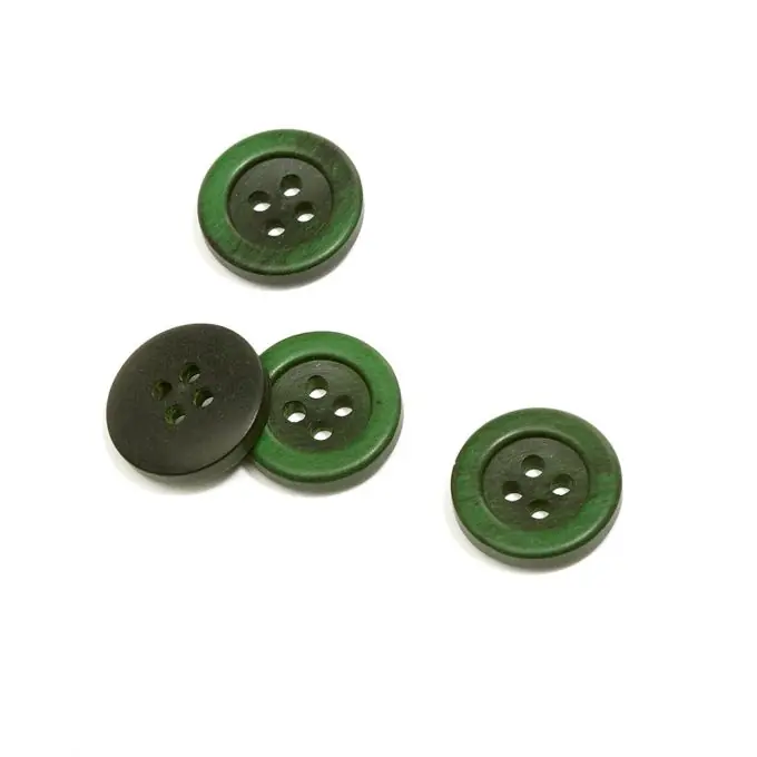 Neue Ware 4-Loch Knopf 15 mm Schwarz mit Grünem Rand