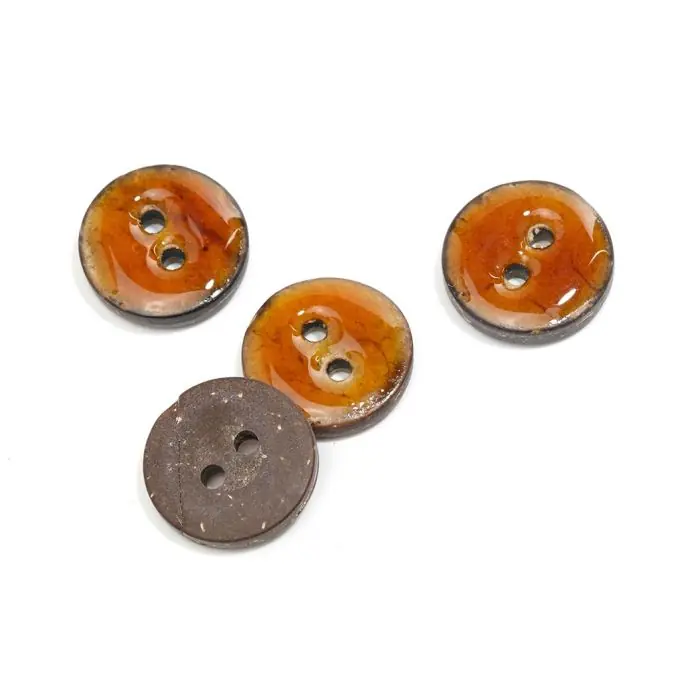 Top-Angebot 15mm Orangefarbener Lackierter Kokos-Knopf mit 2 Löchern