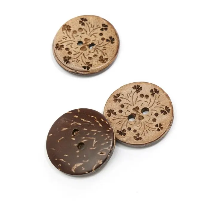 Heißes Angebot Kokosknopf 22 mm Beige Lackiert – 2-Loch-Design