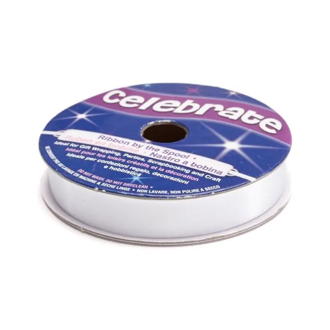 Neue Kollektion Satinbandspule, weiß, 9 mm