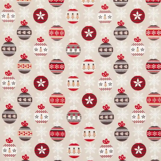 Schnäppchen Weihnachtskugel-Druck Baumwollstoff, 140 cm Breite