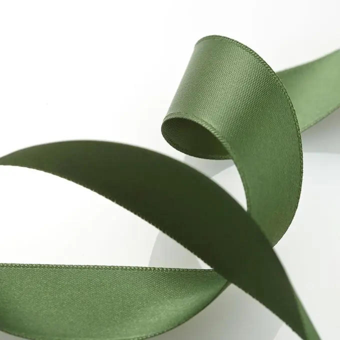 Kostenloser Versand Doppelseitiges Satinband 25mm Dunkelkhaki