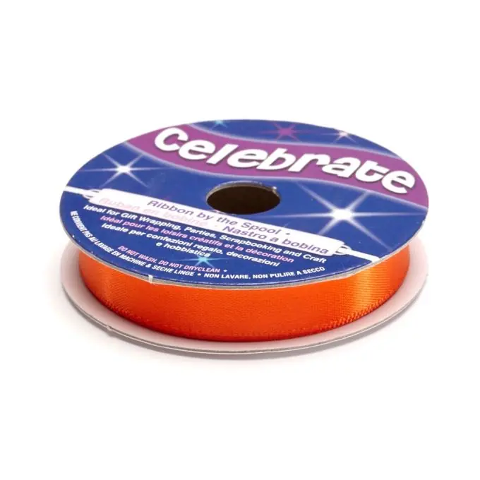 Premium Satinbandspule, orange, 9 mm