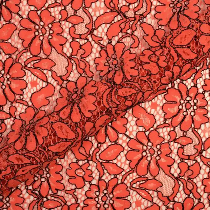 Korallenrote Spitze Stoff 155 cm Breite Billig