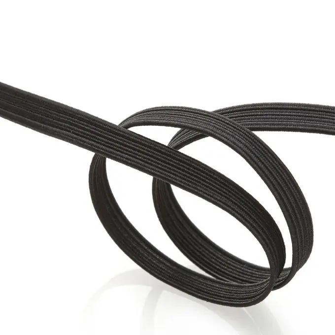 Weltweiter Versand Flaches, elastisches Band mit Flechtoptik, schwarz, 16 Gummis (10 mm)