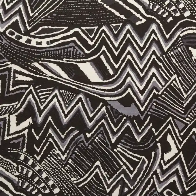 Handgefertigt Ethno-Druckstoff Schwarz-Weiß 127 cm Breite
