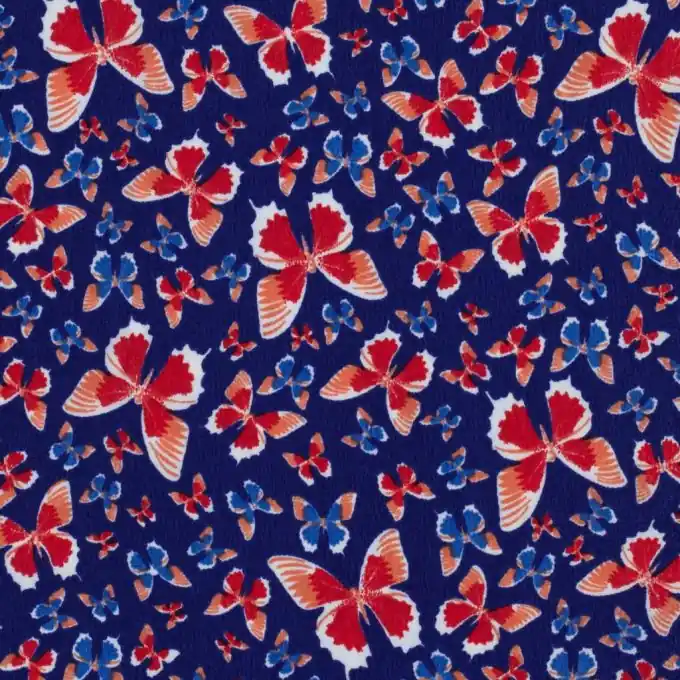 Crêpe-Stoff mit Schmetterlingsdruck 150cm Breite Solange Der Vorrat Reicht