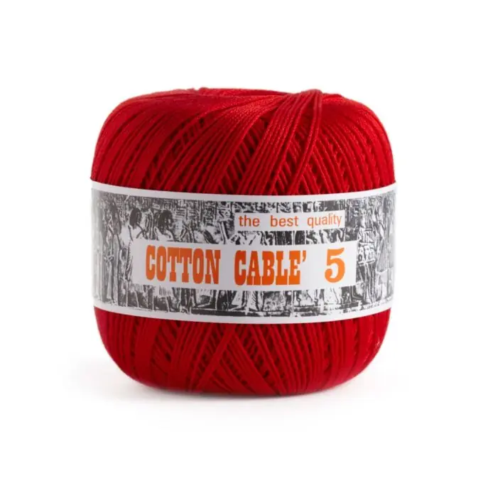 Heute Kaufen Gezwirntes Baumwoll-Häkelgarn Nr. 5 – Rot
