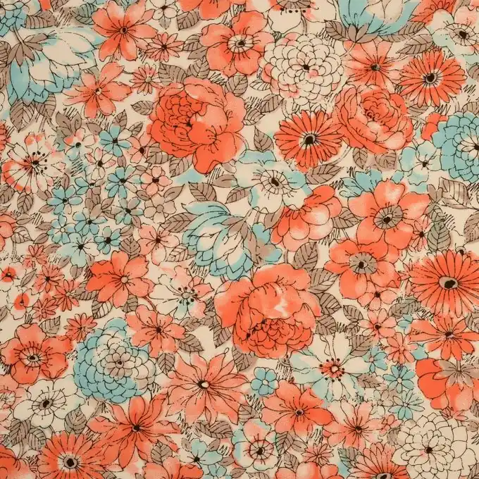 Neue Ware Viskosestoff Blumenmuster Aqua Blau – 145 cm Breite