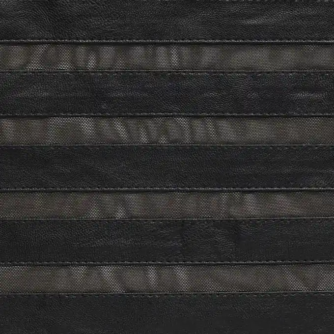 Netzstoff mit Kunstlederstreifen Schwarz 130cm Breite Top-Preis