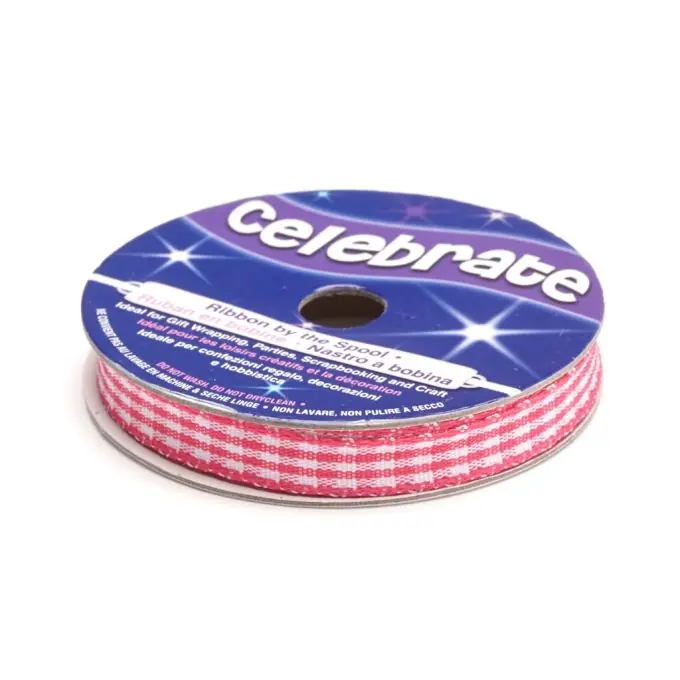 Bandspule Vichy, fushienrot und weiß Finale Aktion