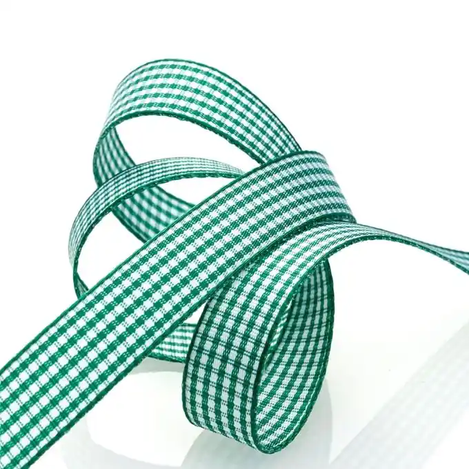 Letzte Chance Vichy-Band 15 mm grün – Dekoratives Schleifenband