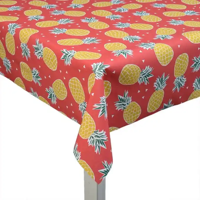 Knallerangebot Bechichteter Baumwollstoff matte Ananas rot