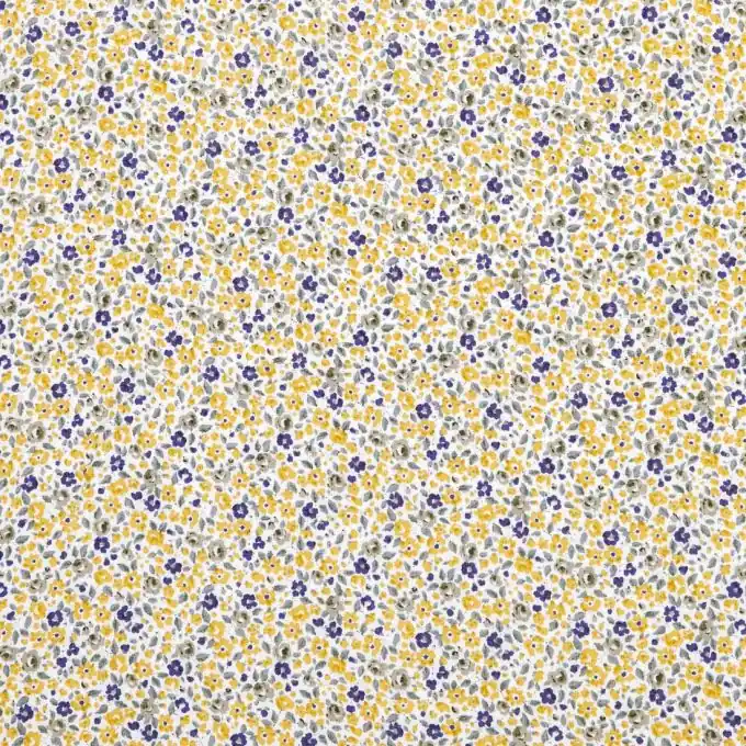 Im Trend Popeline-Stoff Blumenmuster Aqua/Gelb/Blau 110cm Breit