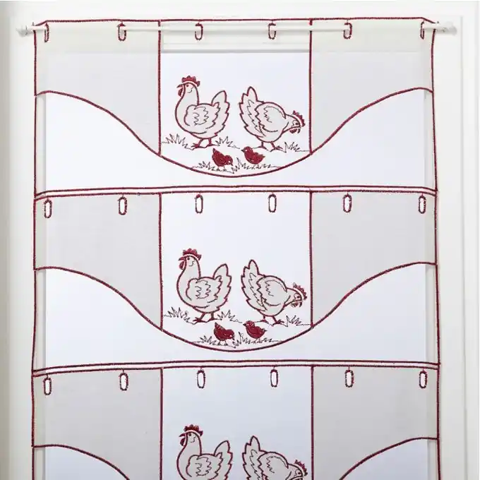 Gardinenstoff bestickt Hühner Kostenloser Versand