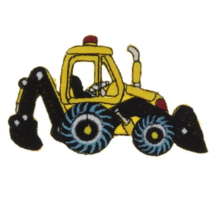 Handgefertigt Bügelbild Baustellen-Traktor