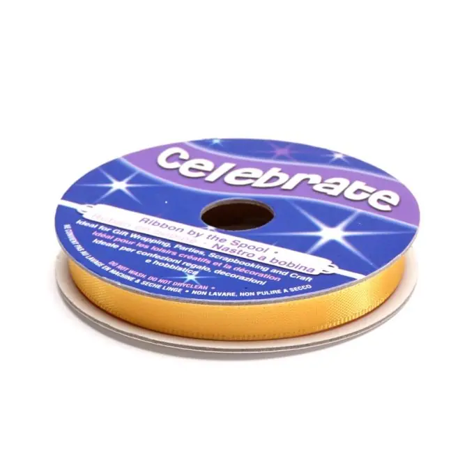 Markenprodukt Satinbandspule, goldfarben, 6 mm