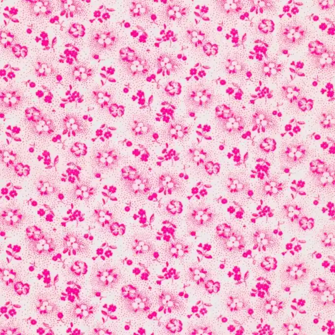 Popeline Stoff Blumen Punkte Neonrosa 145cm Breite Abverkauf