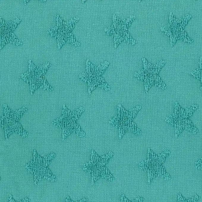 Türkisfarbener Frotteestoff Sternenmuster 150 cm Breite Preis Gesenkt