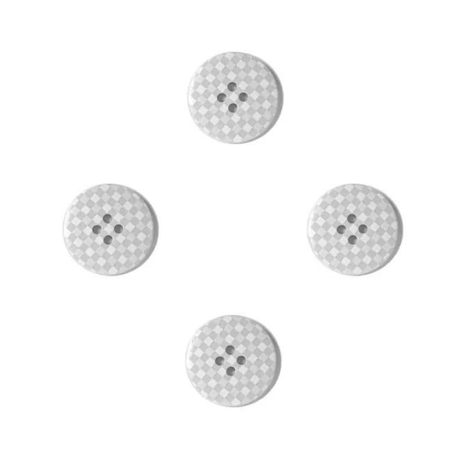 Bestpreis Knöpfe Vichy mit Punkten 25 mm weiß grau