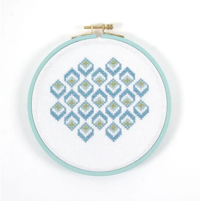 Wochenendangebot Vintage Stickset Kreuzstich Blau-Grün mit Tambour