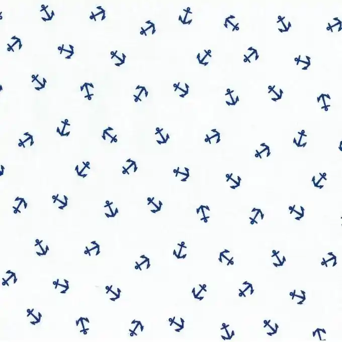 Baumwollstoff mit blauem Ankerdruck 145cm Breite Letzte Chance