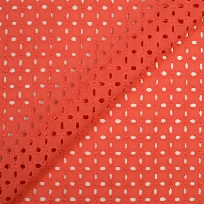 Nur Heute Baumwollstoff Broderie Anglaise Koralle 145cm Breit