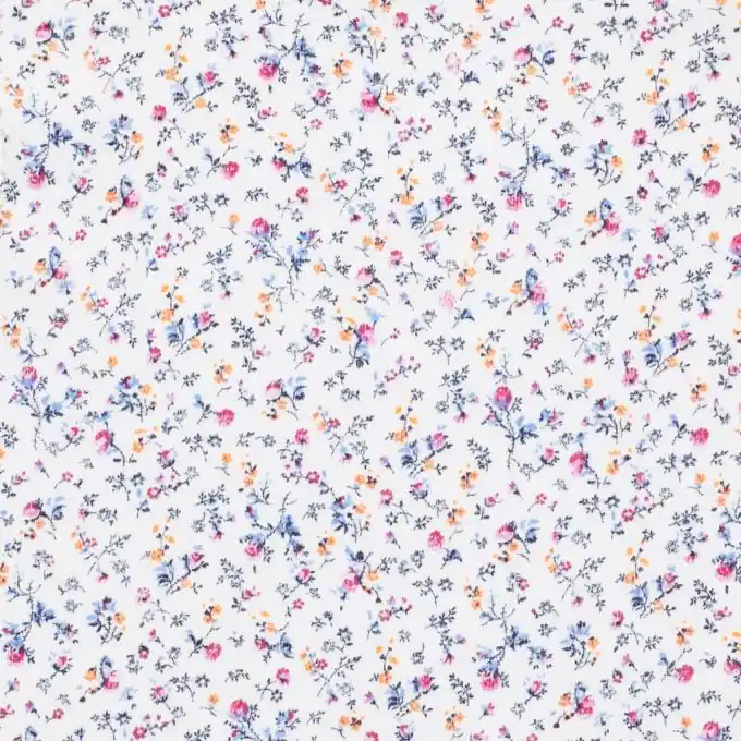 Baumwollstrickstoff Kleine Blumen Lila-Neonorange 145cm Heute Kaufen