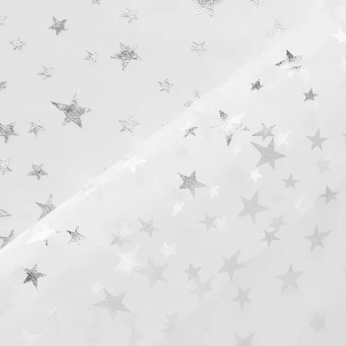 Gleich Bestellen Organza Stoff mit Silbersternen 150 cm Breite