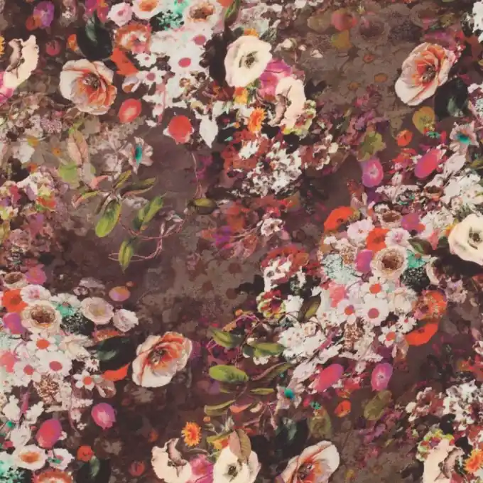 Preis Gesenkt Satin Stoff Blumenmuster Taupe Rosa 150cm Breite