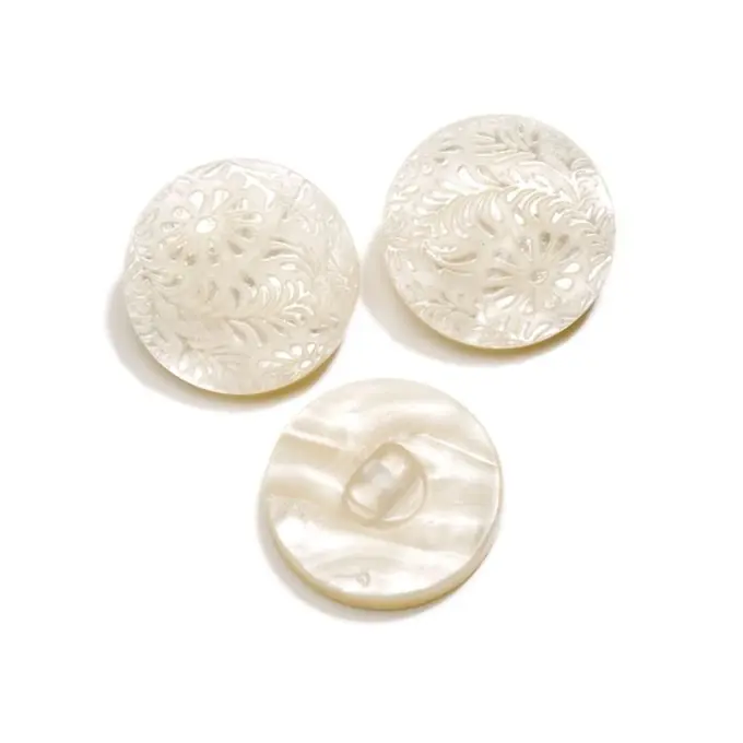 Jaspe Knopf Blumen Laser ecru Preiswert