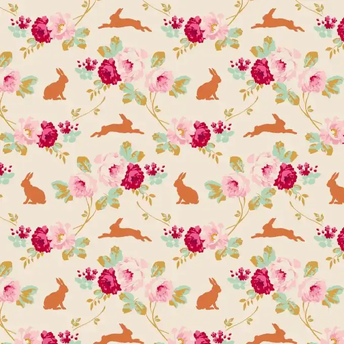 Tilda Stoffcoupon Rabbit & Roses Leinen 50×55 cm Jetzt Bestellen
