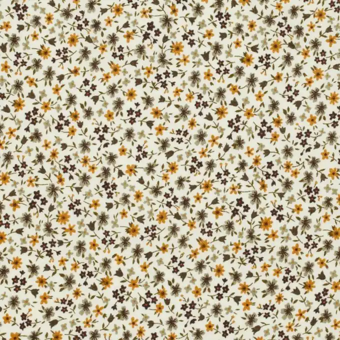 Jetzt Kaufen Baumwollstoff Blumenmuster Braun & Gelb 150cm Breit