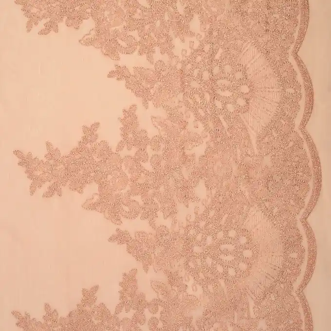 Gratis Versand Rosafarbener Stickerei-Voilestoff, 130cm Breite