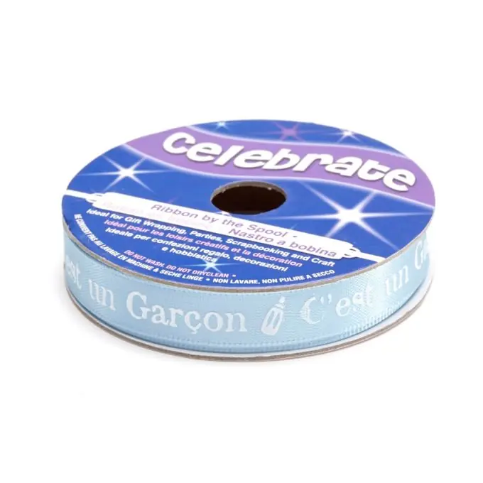 Bestpreis Satinbandspule mit blau mit weißem Muster, 10 mm