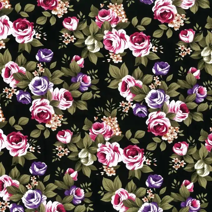 Hochwertig Popeline Baumwollstoff Blumenmuster 140 cm Breit