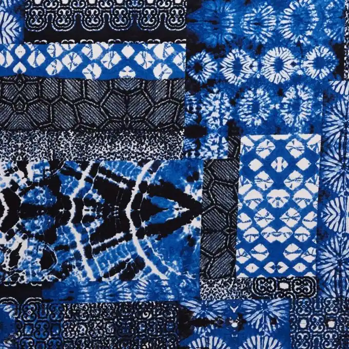 Viskose-Strickstoff Patch Blau-Schwarz 145cm Breite Weltweiter Versand