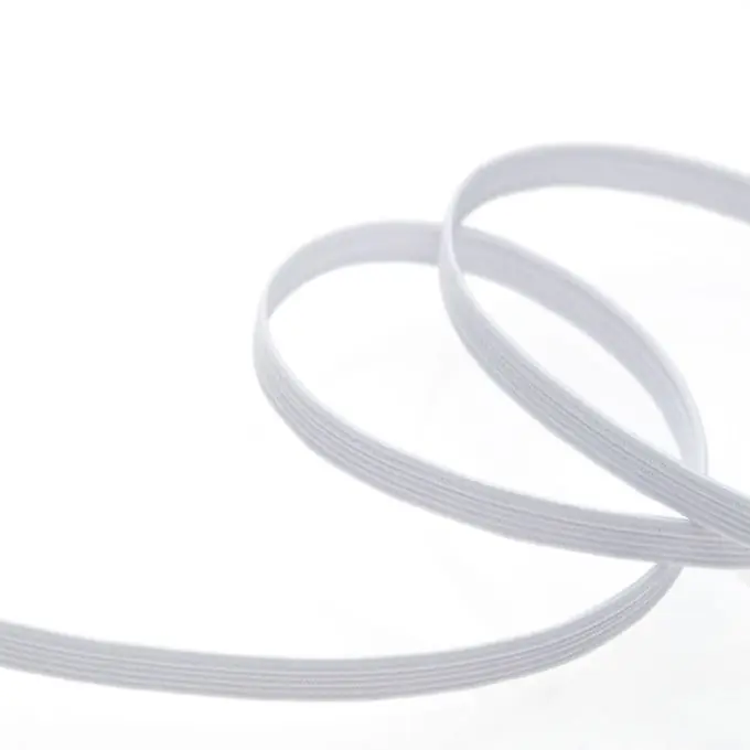 Weltweiter Versand Flaches, elastisches Band mit Flechtoptik, weiß, 16 Gummis (10 mm)