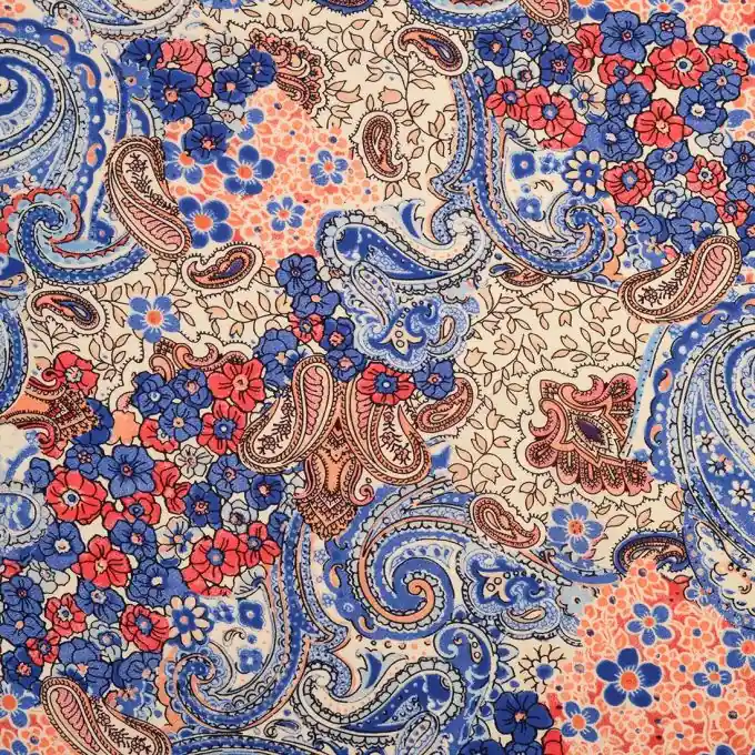 Direkt Vom Hersteller Viskosestoff mit Paisleymuster Blau 145 cm Breite