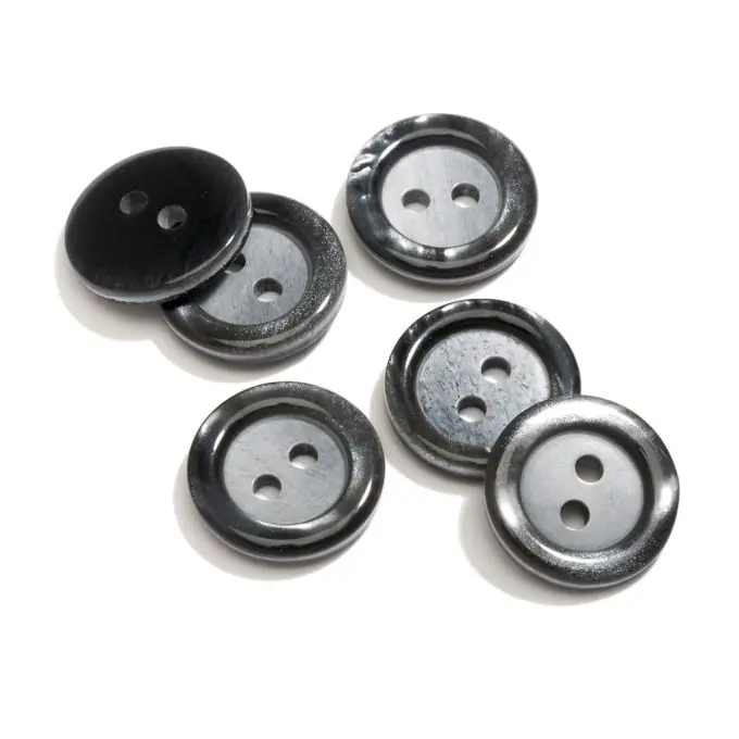 Sichere Zahlung Grauer 2-Loch-Knopf 15mm matt und glänzend