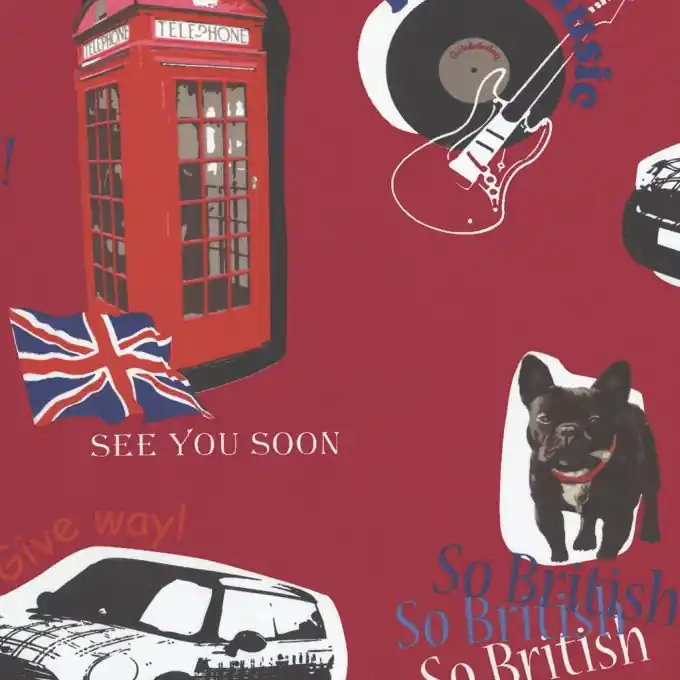 Beliebt Baumwollstoff So British rot