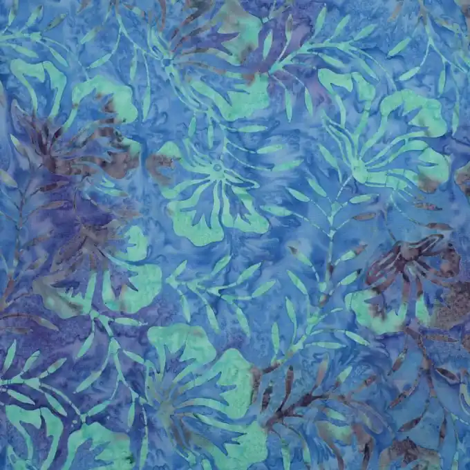 Mega-Angebot Batik-Stoff Blaue Blumen 145 cm Laize