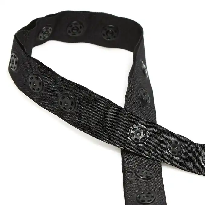 Druckknopfband 20mm Breite Schwarz – Meterware Handgefertigt