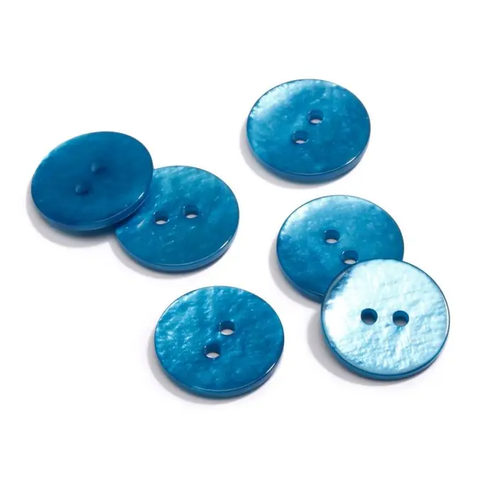 Knopf 2 Löcher türkisblau Perlenmutt Sonderaktion