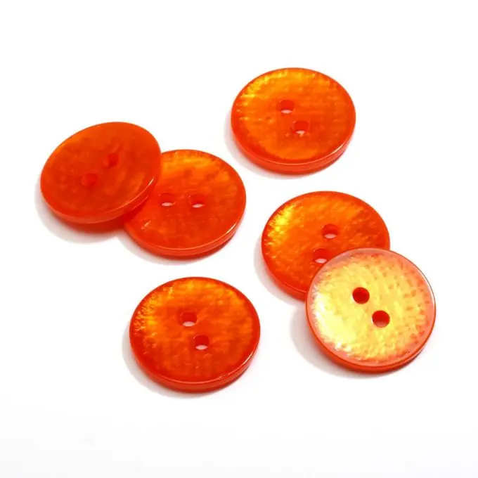 Neu Im Sortiment Knopf 2 Löcher Perlenmutt orange