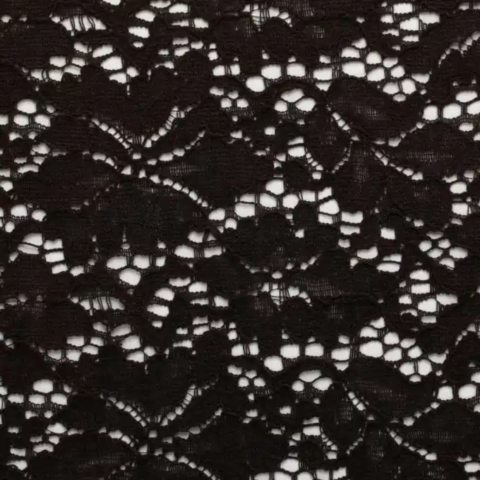 Preiswert Schwarze Spitze mit Blumenmuster 150cm Breit