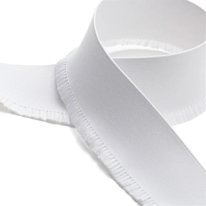Sonderaktion Gummiband mit Rüschenborte, 60mm – Weiß